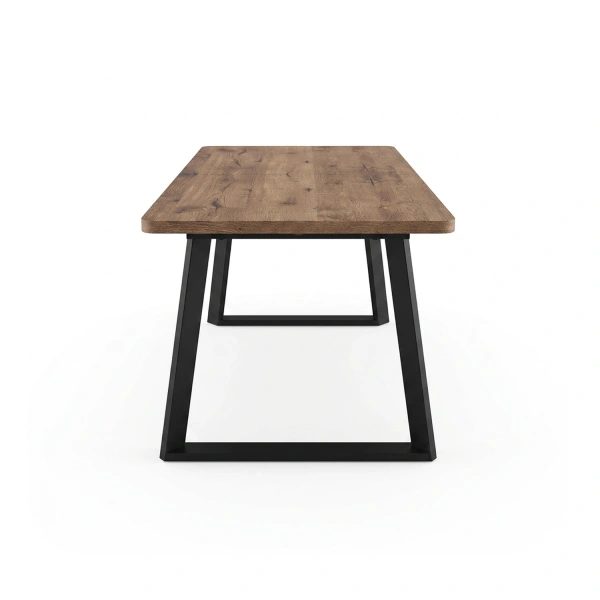 Стол LOFT LUX RADIAL-200, раздвижной 200(290)х105, ДУБ ВЕЛЛИНГТОН/ЧЕРНЫЙ